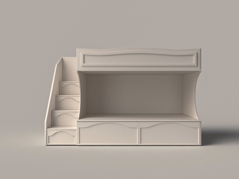  现代上下铺儿童床3d模型 