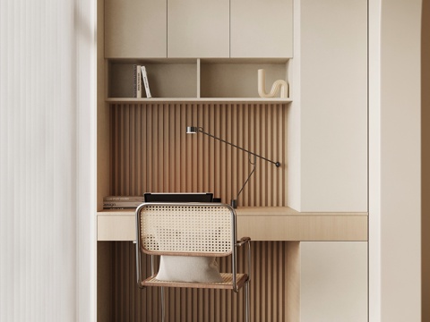  现代阳台书柜 书桌椅3d模型 