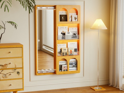  镜子 全身镜 杂志架 置物架 书架 墙饰 摆件3d模型 