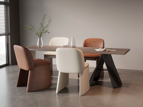  现代意式餐桌椅3d模型 