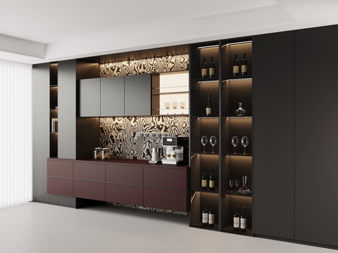  现代意式酒柜 餐边柜3d模型 