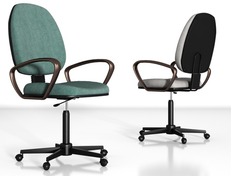  现代金属布艺职员办公椅组合3d模型 