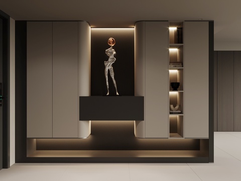 现代玄关鞋柜su模型