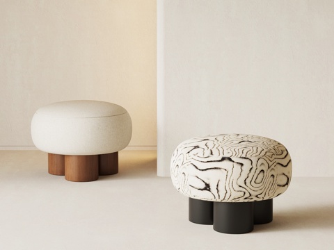  现代中古凳子 换鞋凳 沙发凳3d模型 