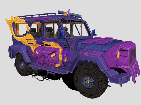  绝地求生移动版魔法南瓜Lv3 UAZ3d模型 