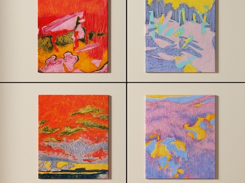  现代，简约，抽象，肌理，组合画3d模型 