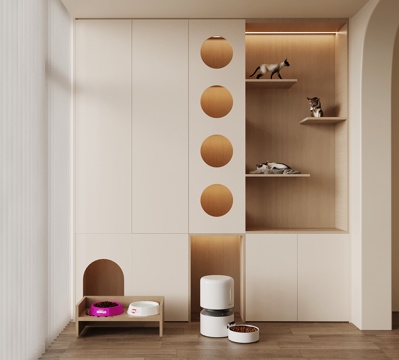 现代猫爬架 猫柜su模型