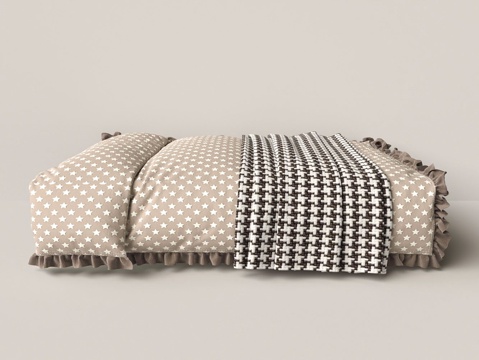  现代布料星星棉被子3d模型 