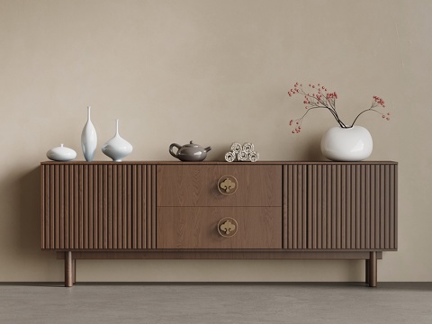  新中式电视柜 边柜3d模型 