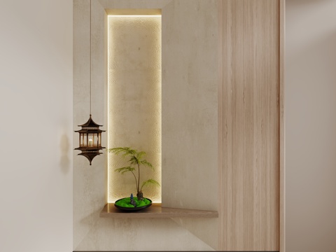  现代玄关造型墙面3d模型 