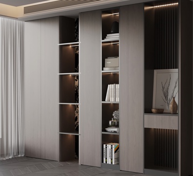 现代书柜 置物柜su模型