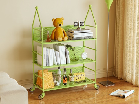  置物架 书架 移动架 装饰架 多巴胺 书籍3d模型 