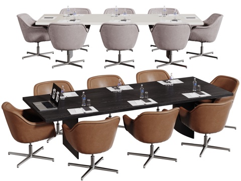 现代会议桌椅 洽谈桌椅 办公桌椅su模型