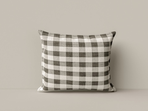  现代黑白格子方形抱枕3d模型 