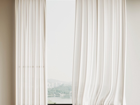  现代窗帘 纱帘3d模型 