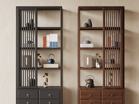  新中式博古架 意式博古架3d模型 