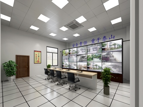  现代社区保安监控值班室3d模型 