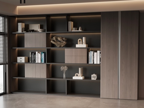  现代意式书柜 置物柜 边柜3d模型 