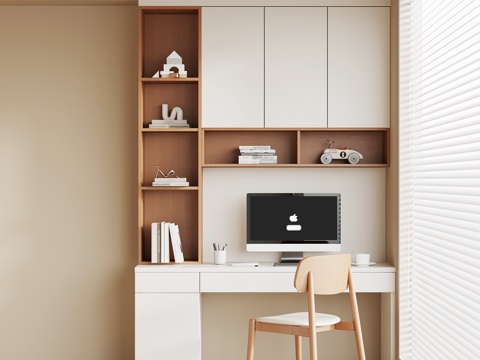  现代书桌椅 书柜3d模型 