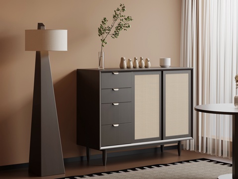 中古风玄关柜 边柜su模型