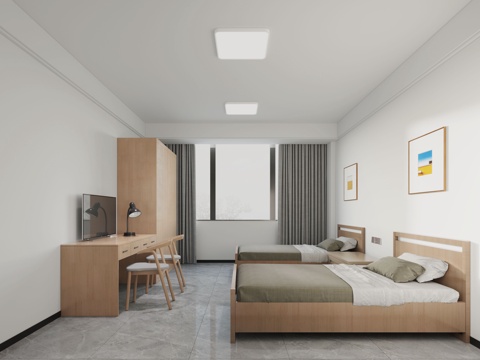  客房 宿舍3d模型 