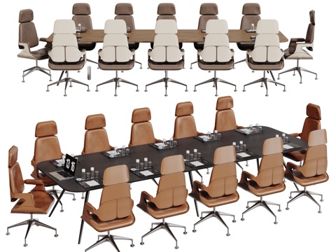 现代会议桌椅 洽谈桌椅 办公桌椅su模型