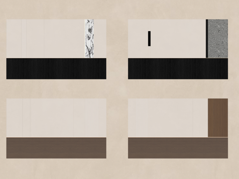 现代背景墙 床头背景墙su模型