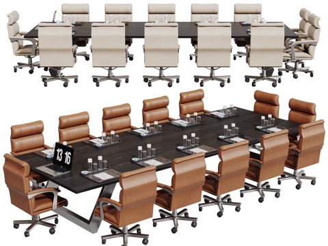 现代会议桌椅 洽谈桌椅 办公桌椅su模型