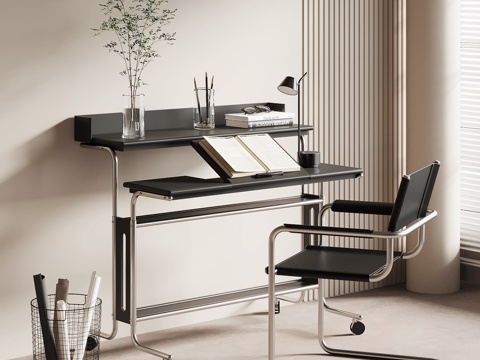  现代意式书桌椅3d模型 