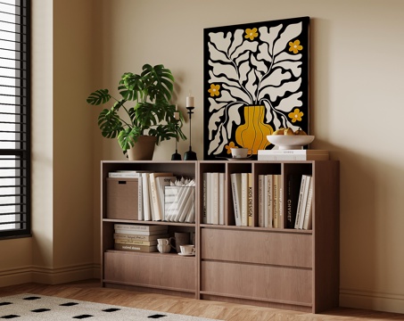  现代中古风书柜 置物3d模型 