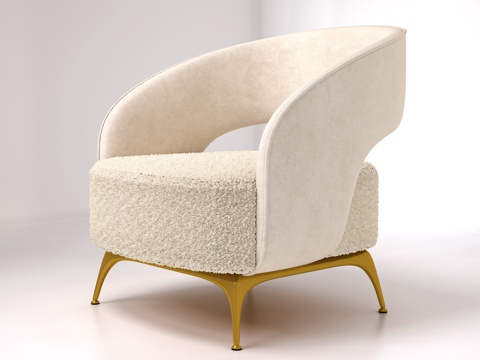  现代单人沙发毛绒沙发3d模型 