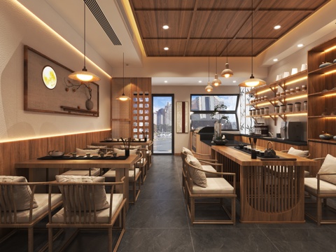  新中式茶馆3d模型 