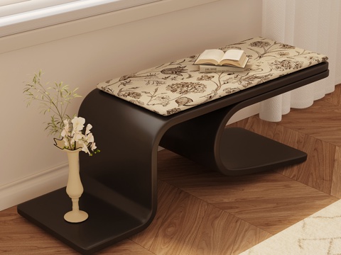  法式复古换鞋凳 沙发凳3d模型 