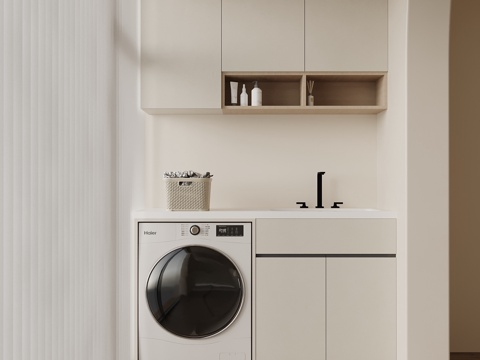  现代阳台 洗衣机柜3d模型 