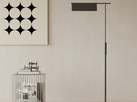 现代意式落地灯 金属落地灯 边几su模型