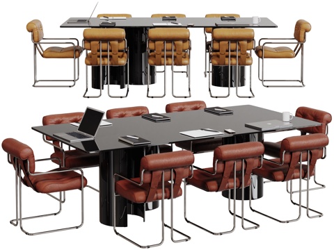  现代会议桌椅 洽谈桌椅 办公桌椅su模型 