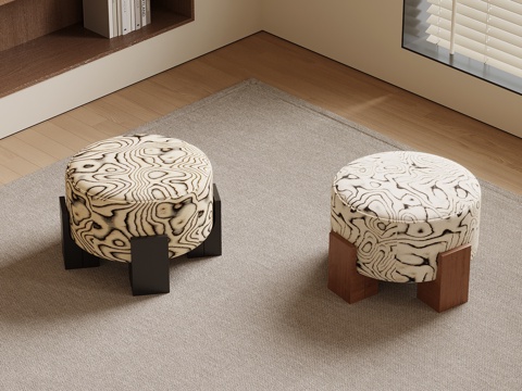  法式中古凳子 小墩子3d模型 