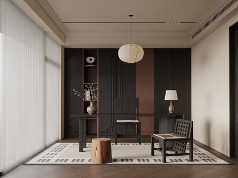 法式书房 书桌椅 书柜su模型