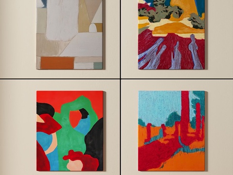  现代，简约，抽象，肌理，组合画3d模型 