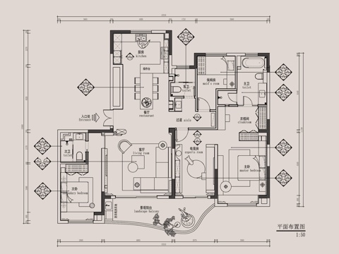 150㎡四居室大平层全套施工图   CAD家装施工图   样cad施工图