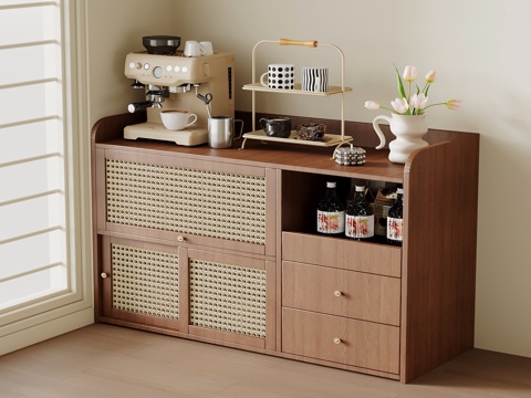  中古风餐边柜 茶水柜3d模型 