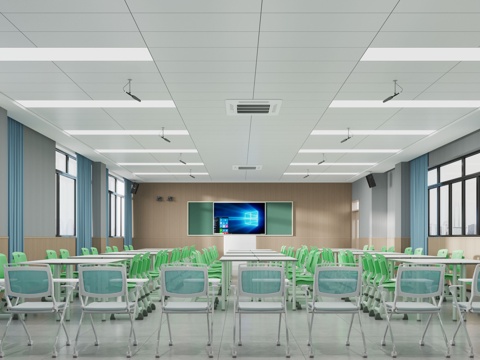  教室 录播间3d模型 