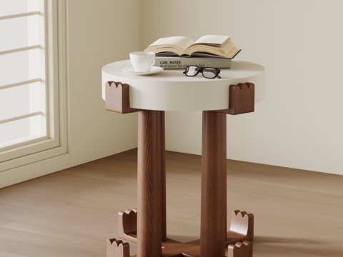  中古风边几 床头柜3d模型 