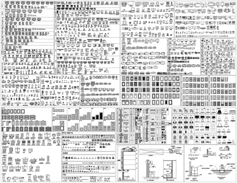 厨房电器设备厨具柜门板灶具排烟图排水图CAD素材图库cad施工图