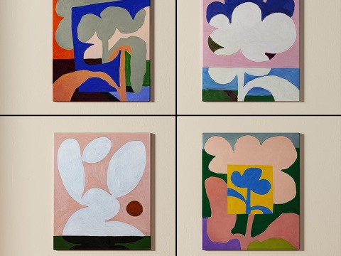  现代，简约，抽象，肌理，组合画3d模型 