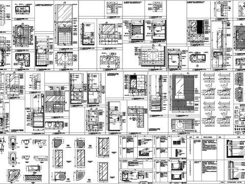 卫浴洗手台浴缸大样卫生间详图立面剖面图节点大样CAD素材图库cad施工图
