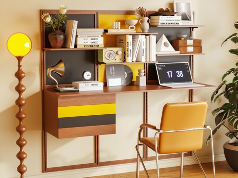  书架 置物架 墙饰 书籍 摆件 落地灯3d模型 