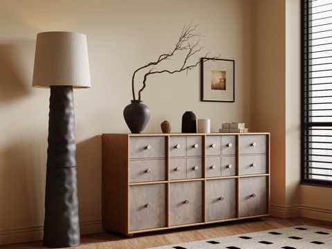  中古风玄关柜 边柜3d模型 