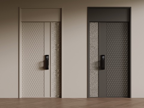  现代子母门 防盗门3d模型 