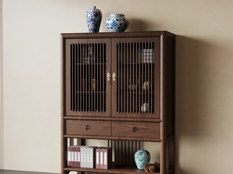  新中式博古架 置物柜3d模型 